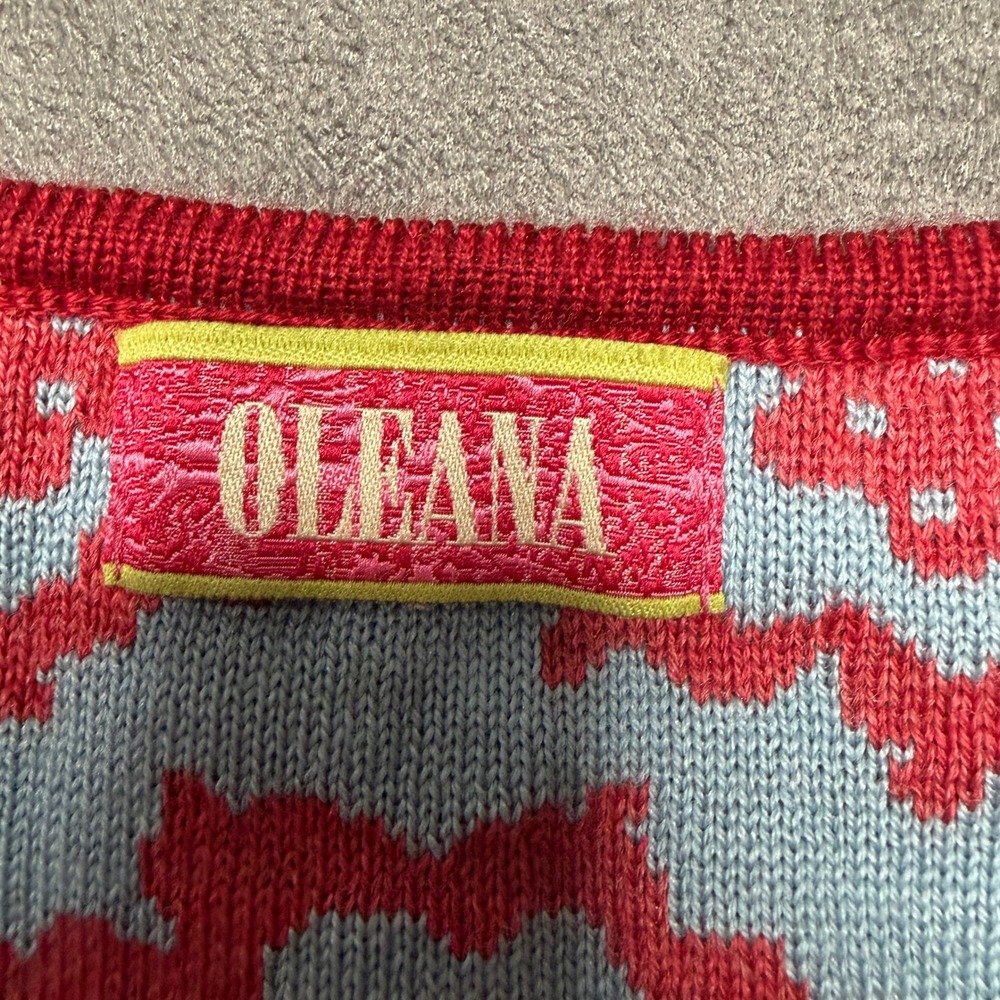 Oleana Cardigan Women XL Multicolor Silk Merino Wool Floral Pattern Sweater Rare